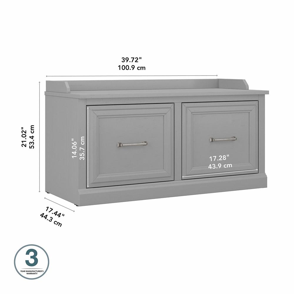 Woodland 40W Shoe Storage Bench with Doors in Cape Cod Gray. Picture 4