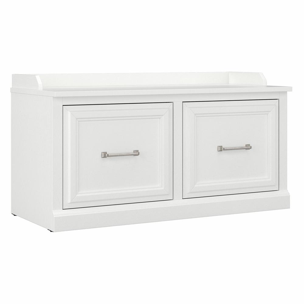 Woodland 40W Shoe Storage Bench with Doors in White Ash. Picture 1