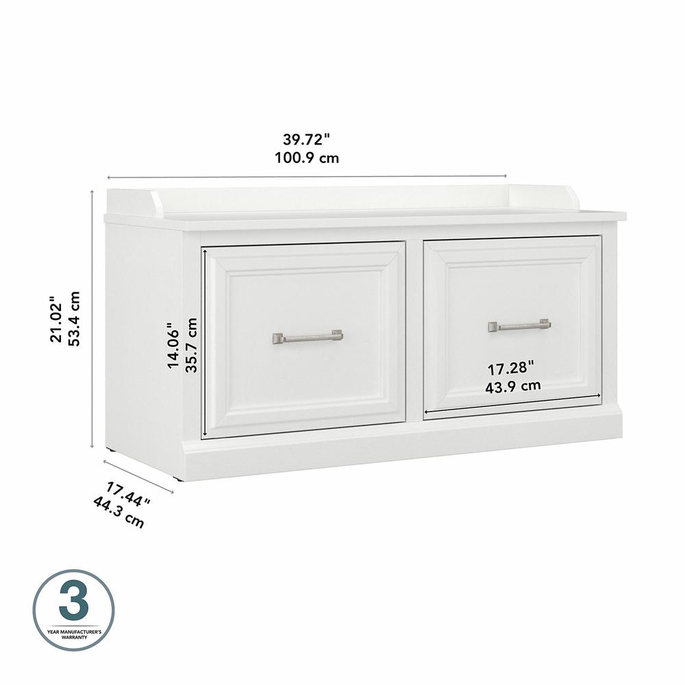 Woodland 40W Shoe Storage Bench with Doors in White Ash. Picture 5