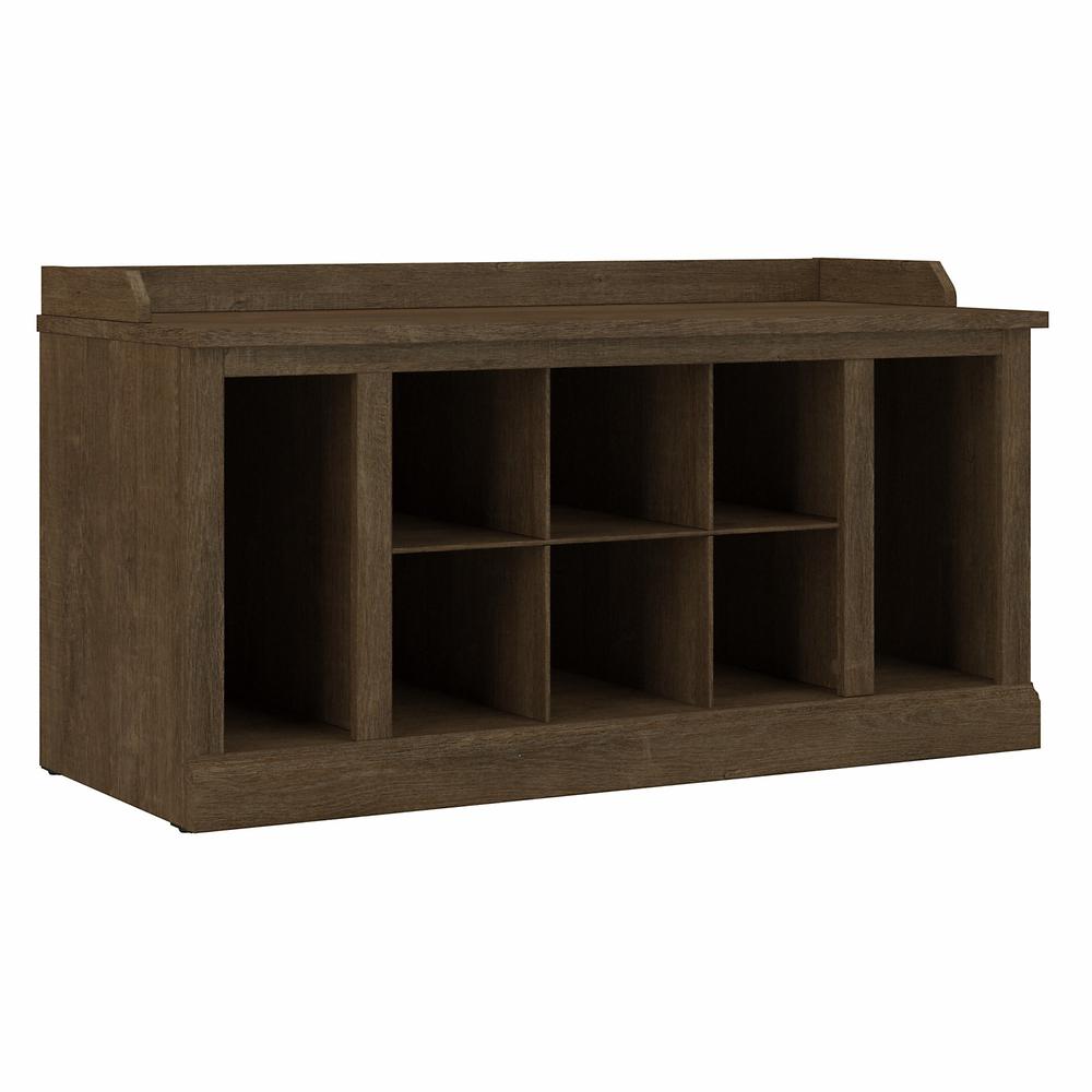 Woodland 40W Shoe Storage Bench with Shelves in Ash Brown. Picture 1
