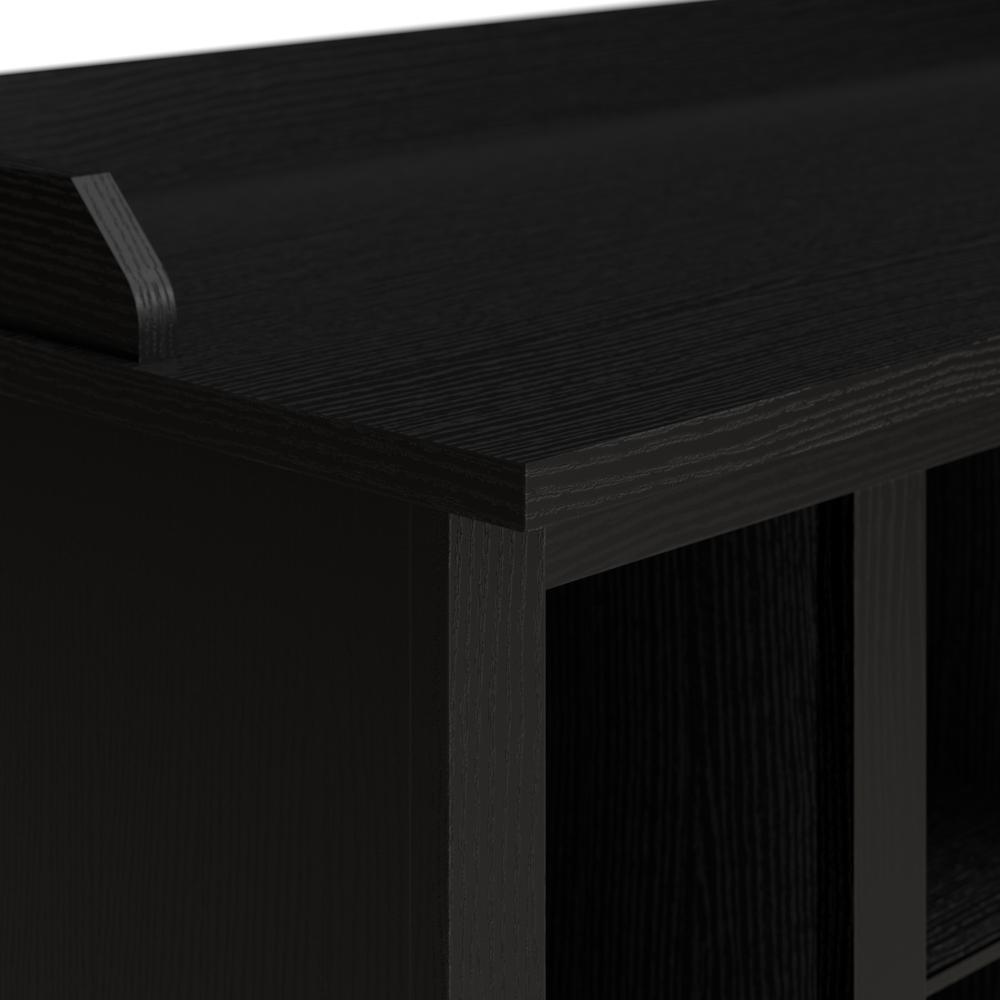 Bush Furniture Woodland 40W Shoe Storage Bench with Shelves in Black Suede Oak. Picture 4