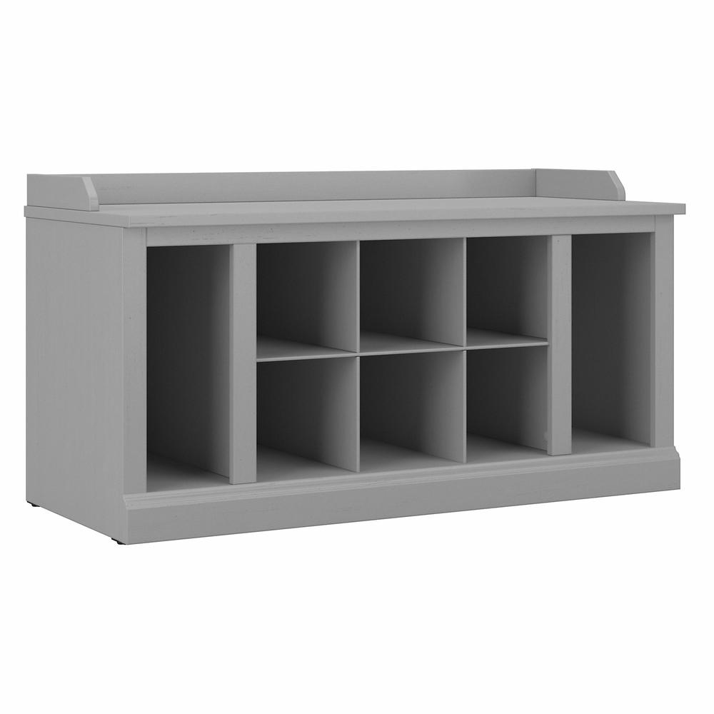Woodland 40W Shoe Storage Bench with Shelves in Cape Cod Gray. Picture 1