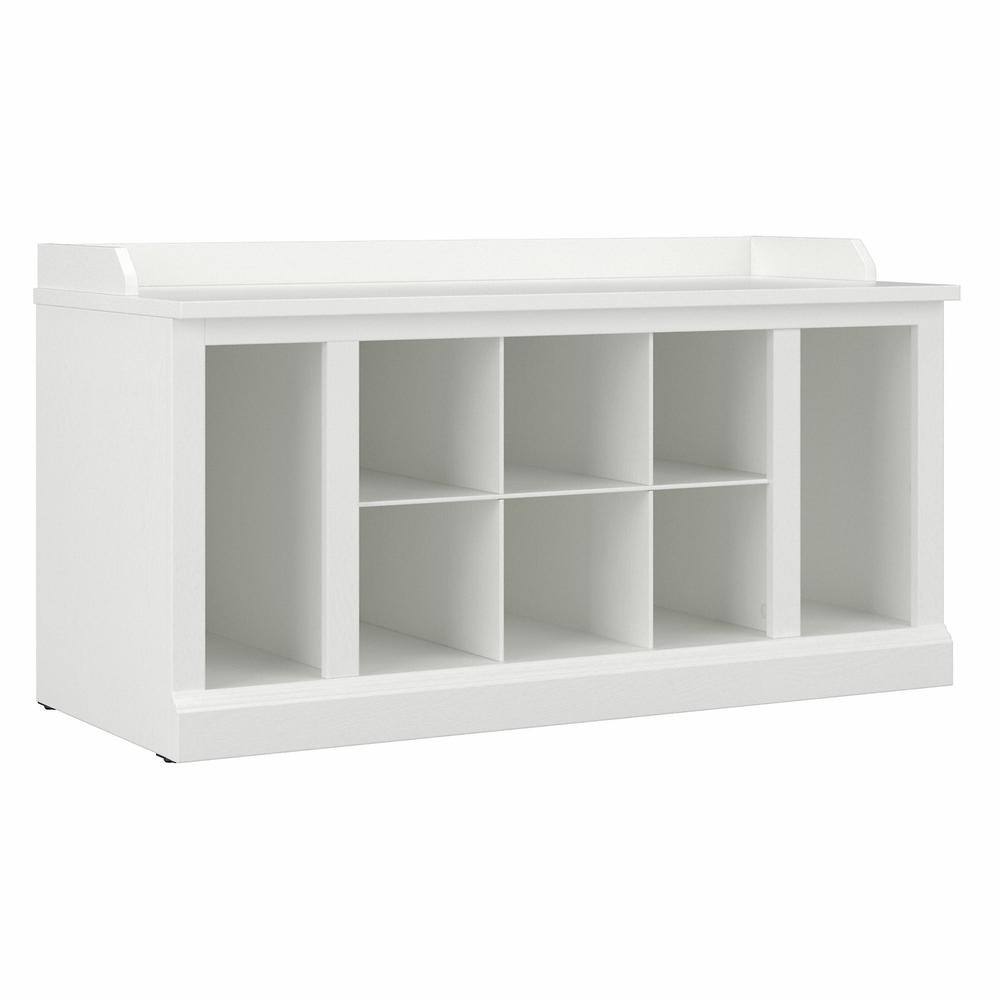 Woodland 40W Shoe Storage Bench with Shelves in White Ash. Picture 1