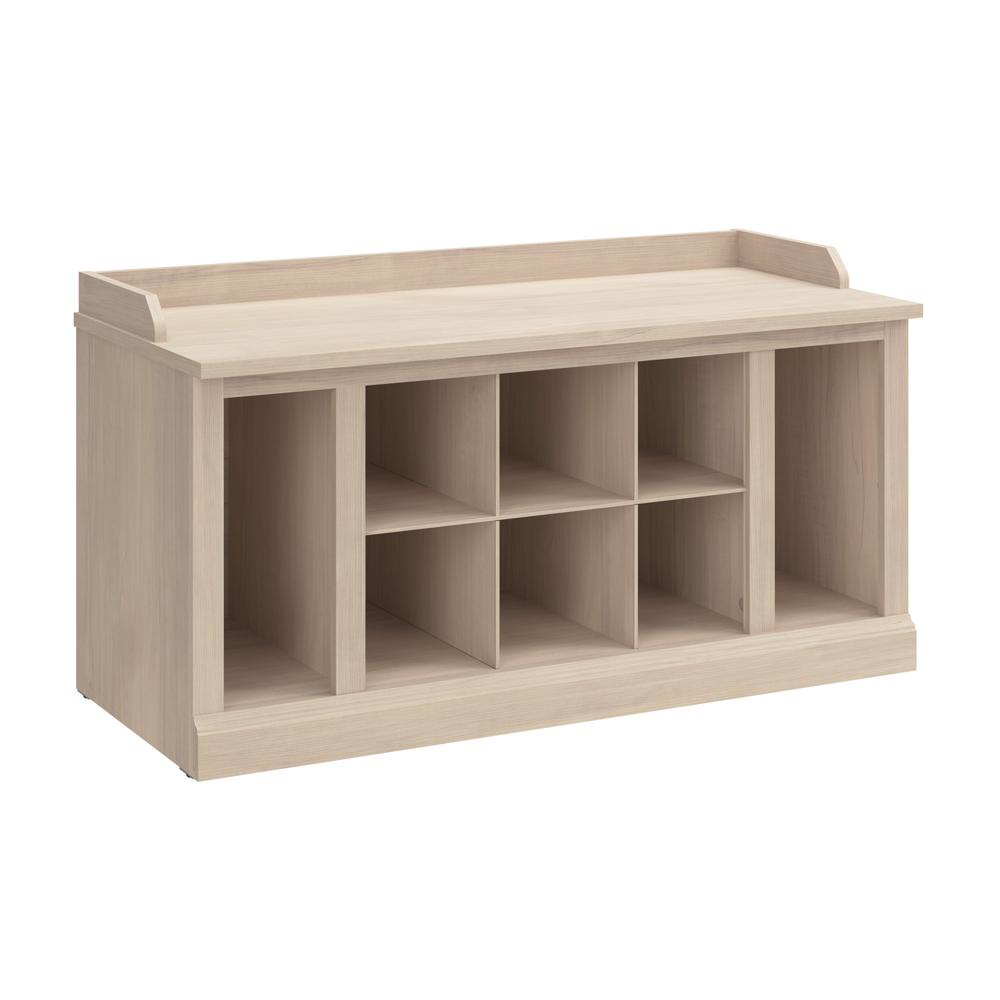 40W Shoe Storage Bench with Shelves in White Washed Maple. Picture 2