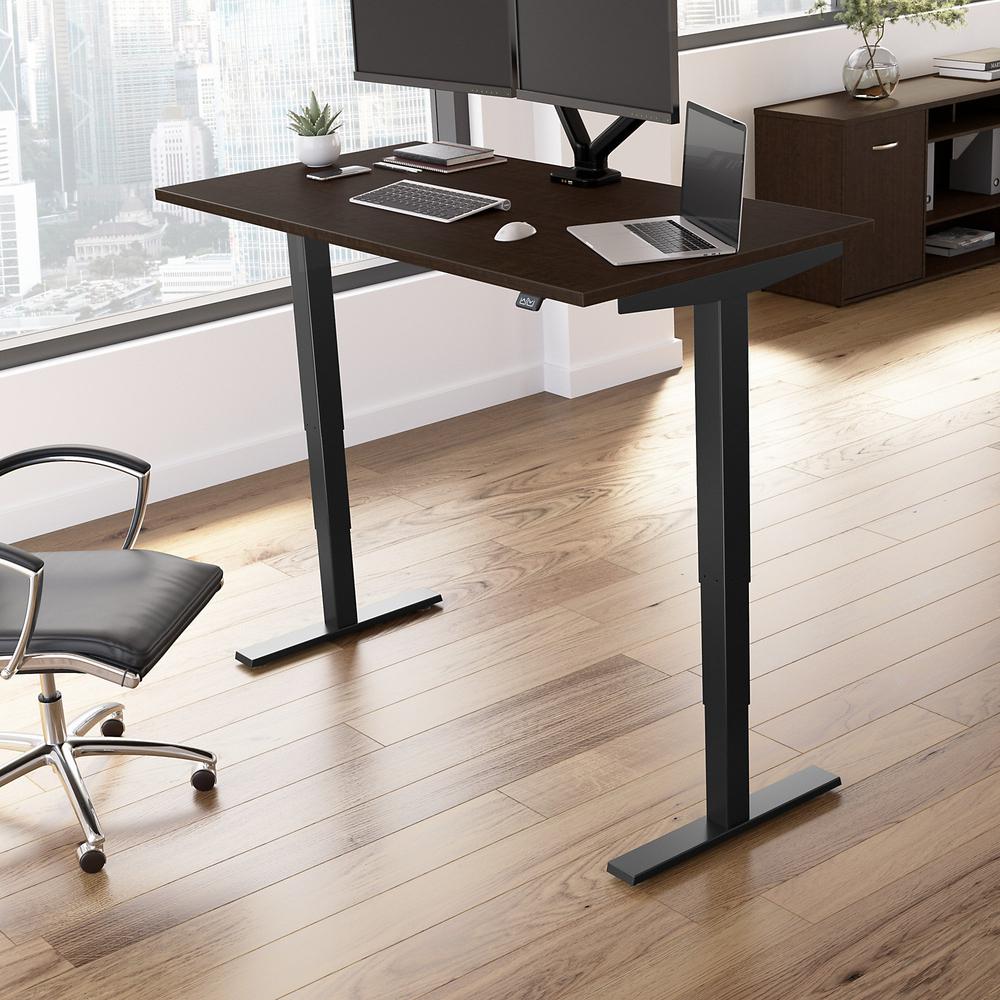 Move 40 Series by Bush Business Furniture 60W x 30D Electric Height Adjustable Standing Desk Mocha Cherry/Black Powder Coat. Picture 2