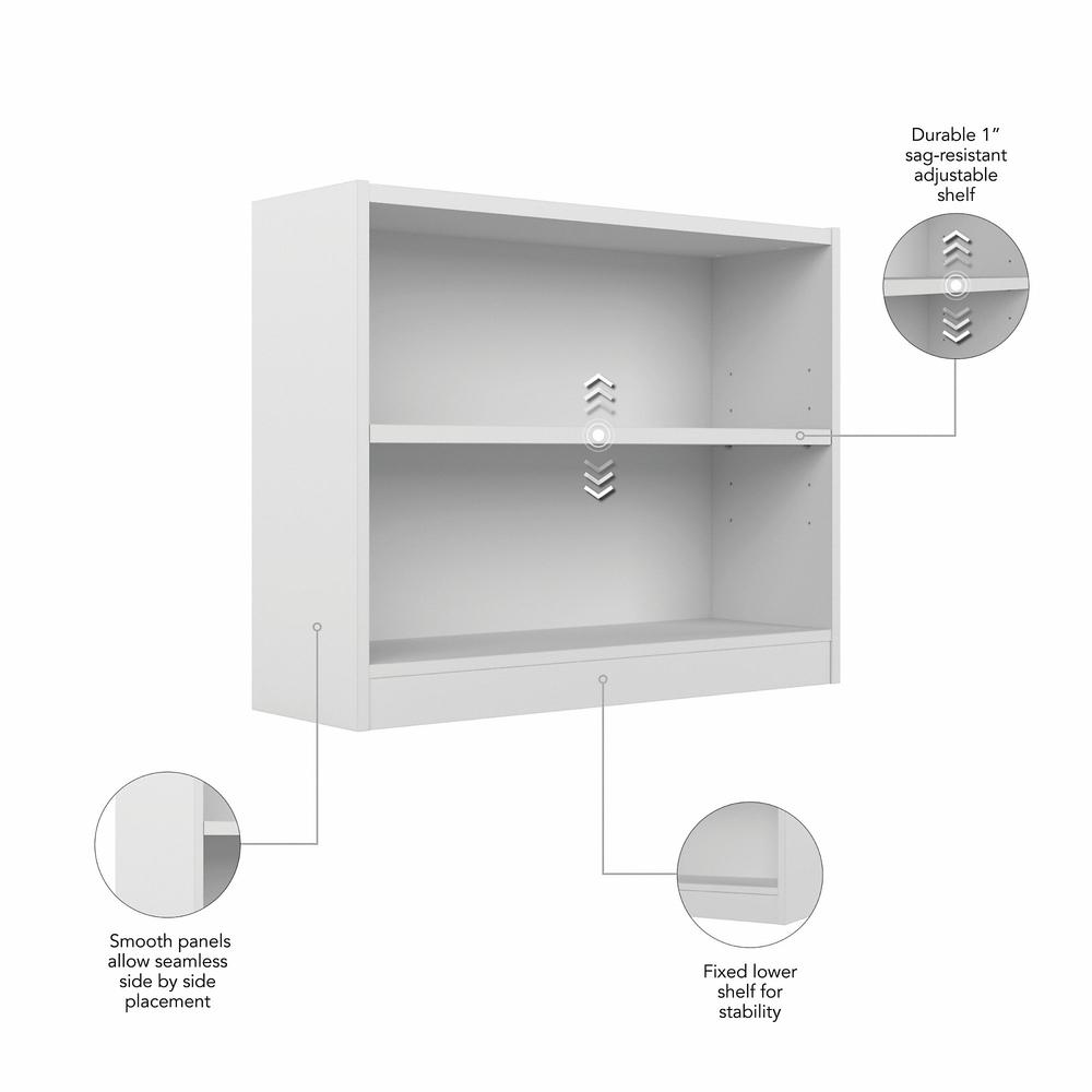 Bush Furniture Universal Small 2 Shelf Bookcase in White. Picture 3