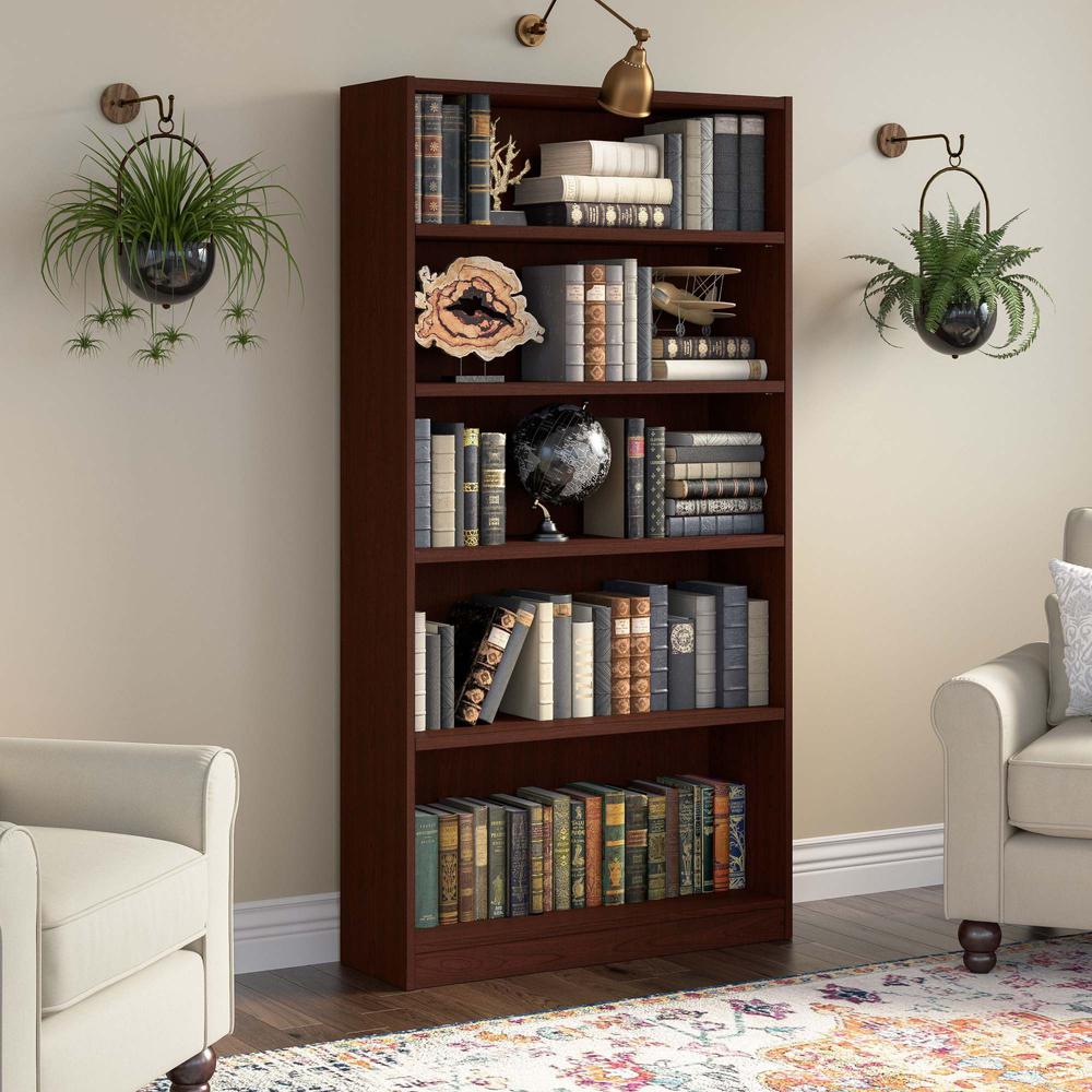 Universal Tall 5 Shelf Bookcase in Harvest Cherry. Picture 7