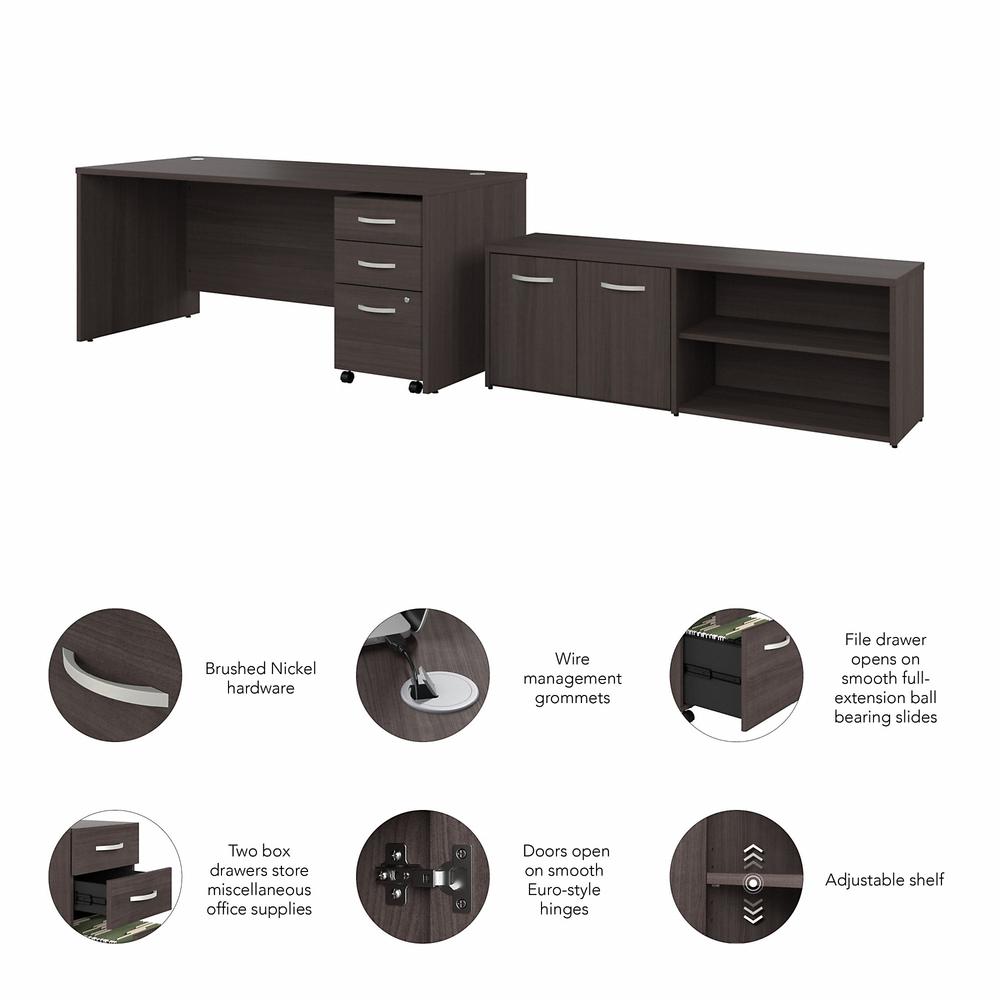 Bush Business Furniture Studio - C 72W x 30D Office Desk with Storage Return and Mobile File Cabinet. Picture 3