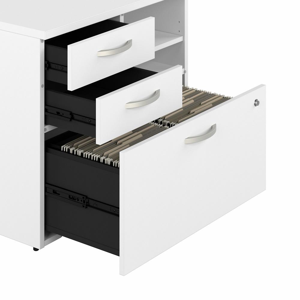Bush Business Furniture Hybrid Office Storage Cabinet with Drawers and Shelves - White. Picture 6