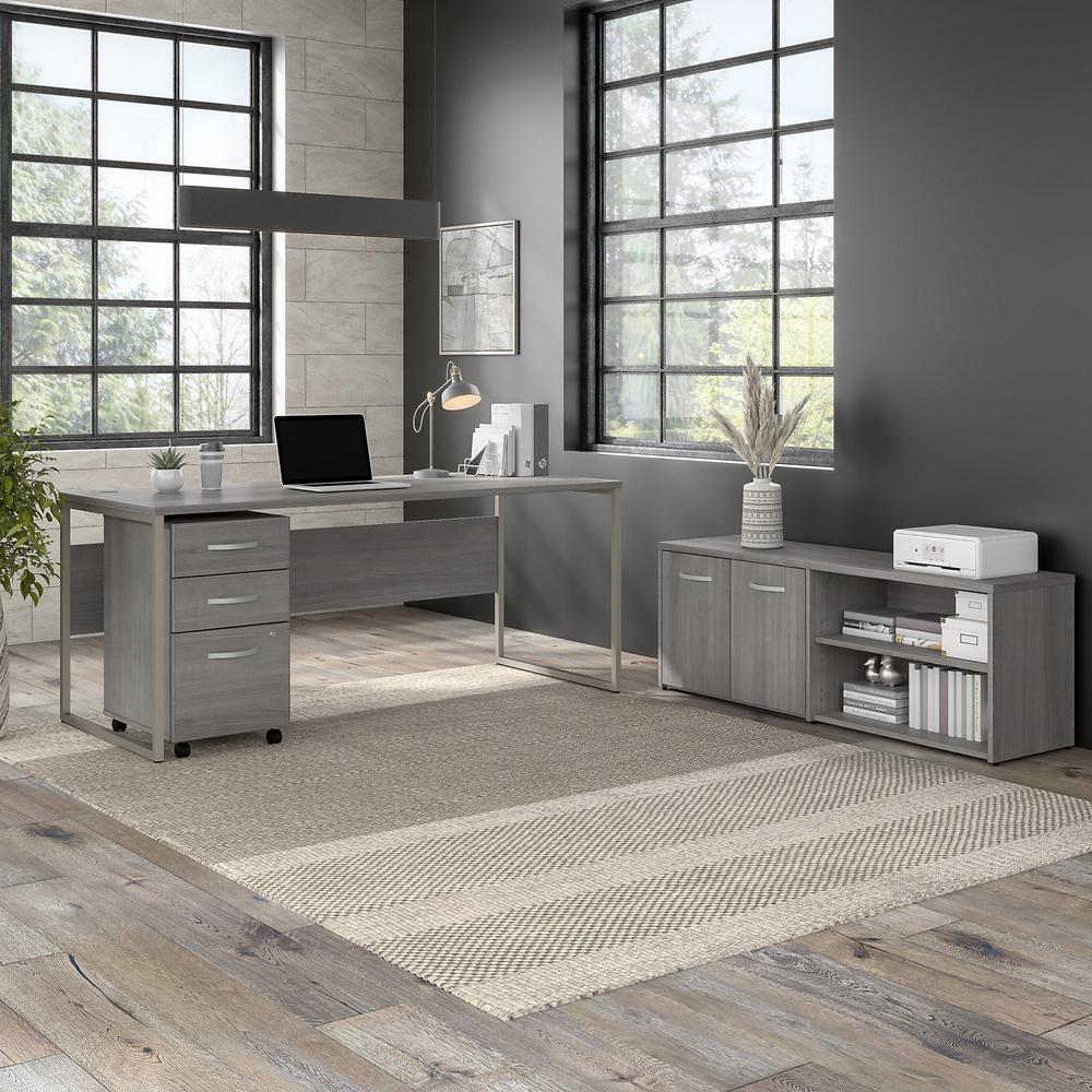 Bush Business Furniture Hybrid 72W x 30D Computer Table Desk with Storage and Mobile File Cabinet - Platinum Gray/Platinum Gray. Picture 2