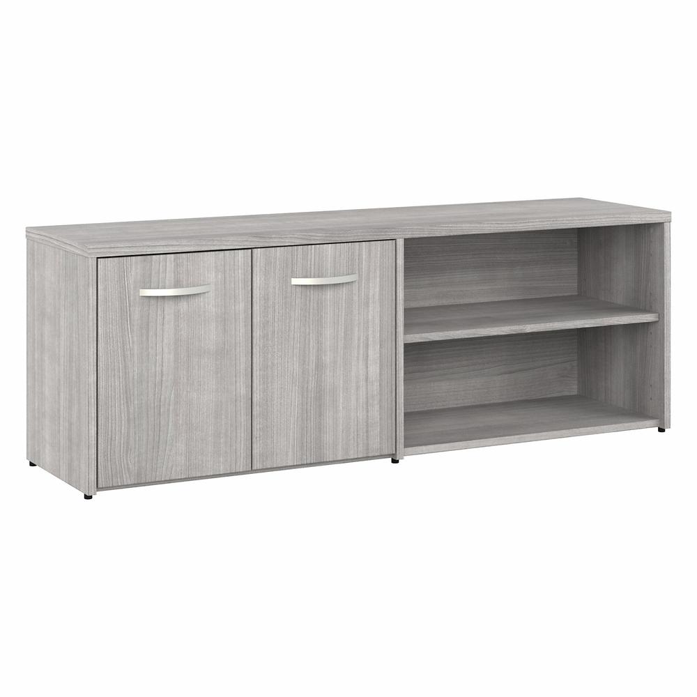 Bush Business Furniture Hybrid Low Storage Cabinet with Doors and Shelves - Platinum Gray/Platinum Gray. Picture 1