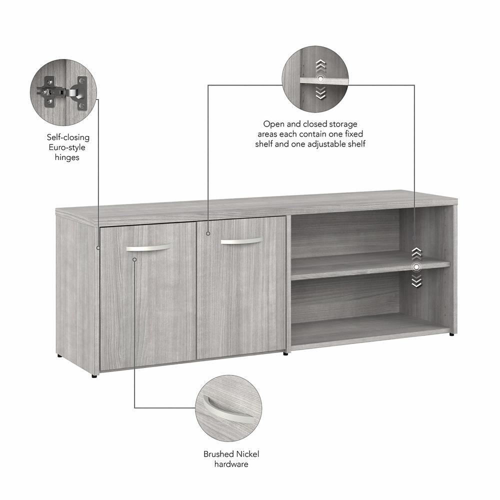 Bush Business Furniture Hybrid Low Storage Cabinet with Doors and Shelves - Platinum Gray/Platinum Gray. Picture 3