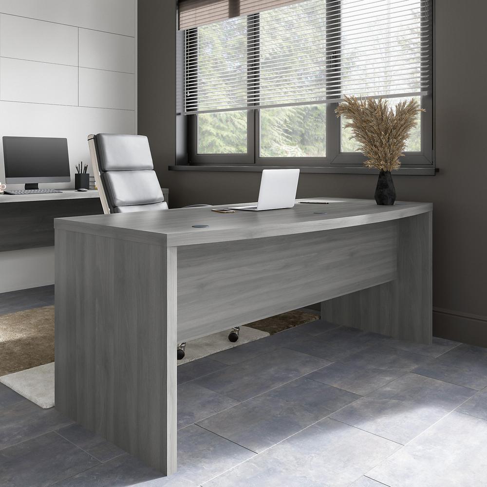 Echo 72W Bow Front Desk in Modern Gray. Picture 2