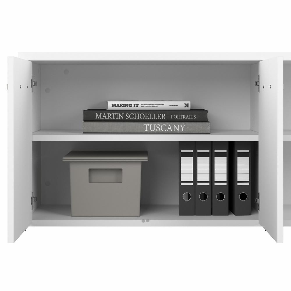 Bush Business Furniture Hybrid Low Storage Cabinet with Doors and Shelves - White/White. Picture 6