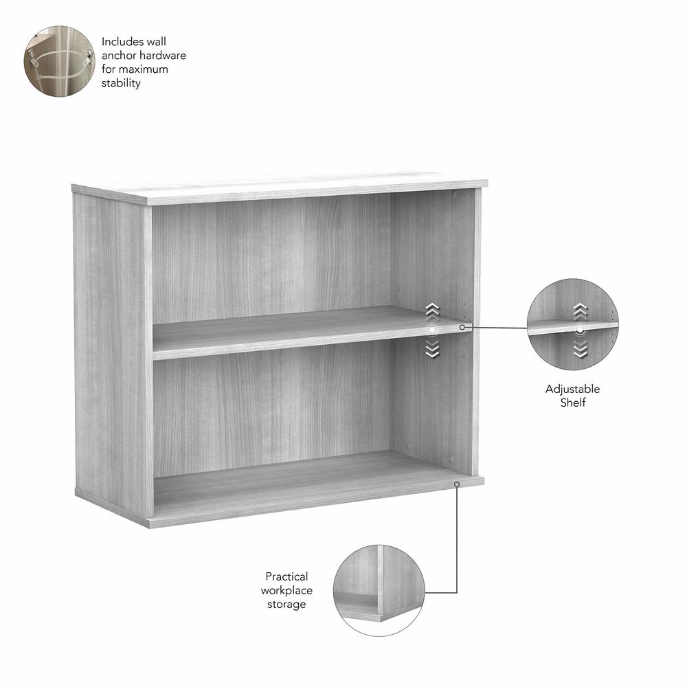 Bush Business Furniture Hybrid Small 2 Shelf Bookcase - Platinum Gray. Picture 4