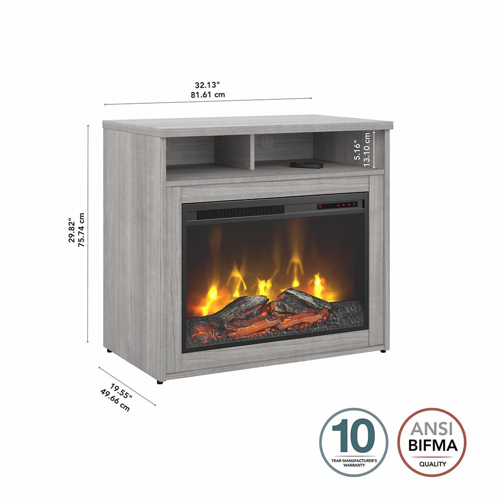 Bush Business Furniture 400 Series 32W Electric Fireplace with Shelf - Platinum Gray. Picture 5