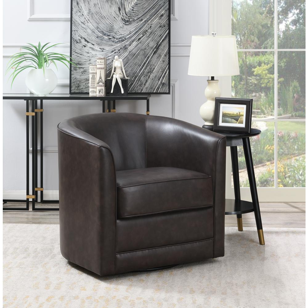 Wallace & Bay Little Swivel Accent Chair, Chocolate Brown. Picture 1