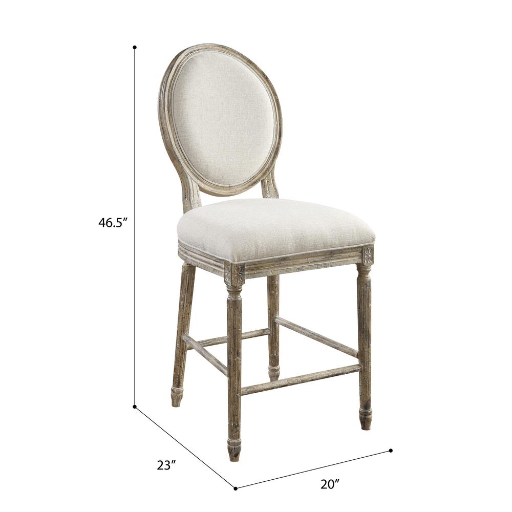 Cream 24" Upholstered Bar Stool Set with Upholstered Seat And Back, Set of Two. Picture 2