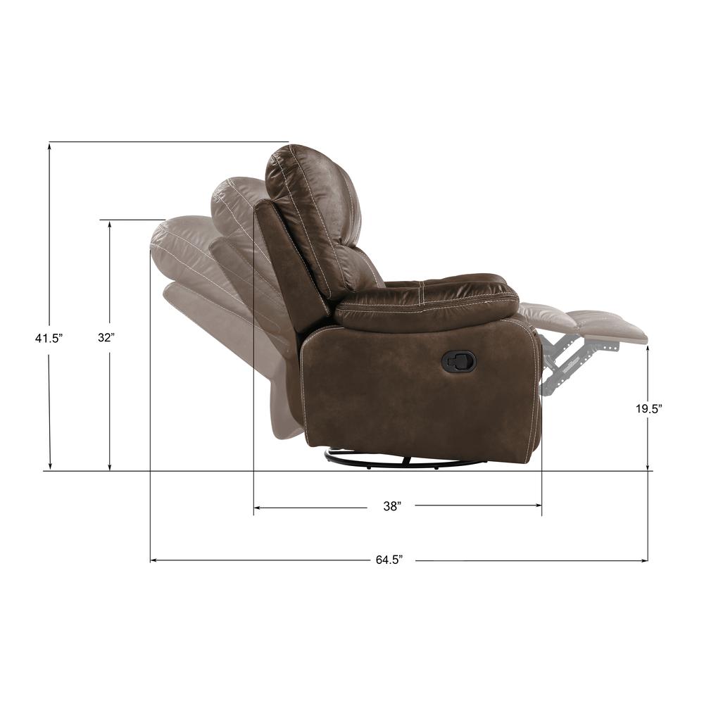 Wallace & Bay Hooper Swivel Gliding Recliner, Chocolate Brown. Picture 3