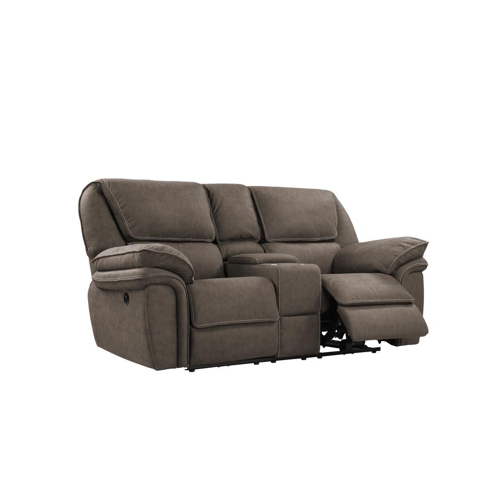 Power Console Loveseat with Dual Recliners, Hidden Storage. Picture 1