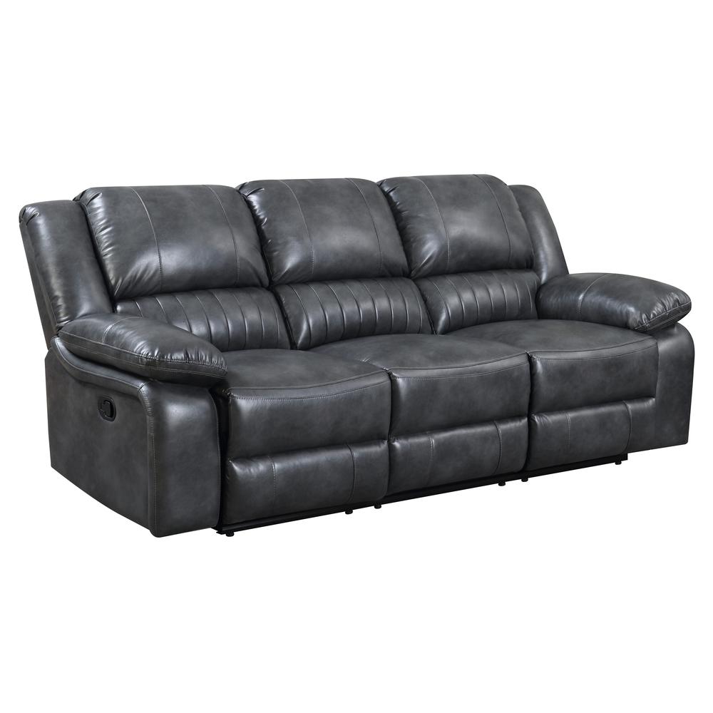 Reclining Sofa with Dual Recliners, Faux Leather Upholstery, And Pillow Top Back. Picture 1