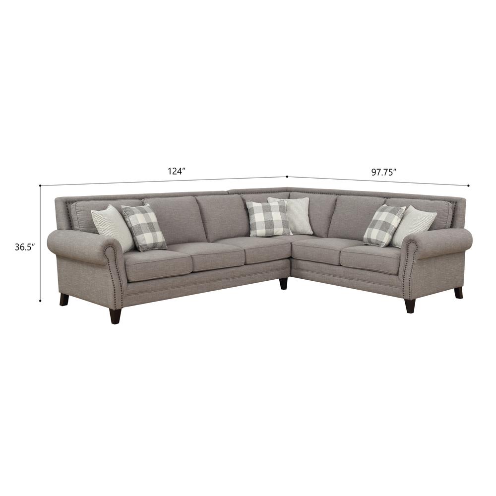 Sectional with Rolled Arms, Turned Feet, And Nailhead Trim. Picture 2