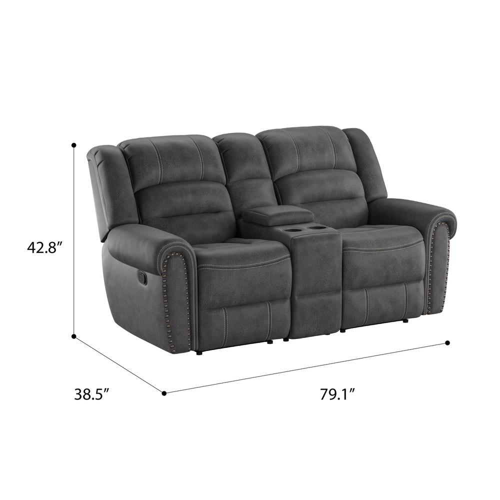 Reclining Console Loveseat with Contrast Stitching. Picture 2