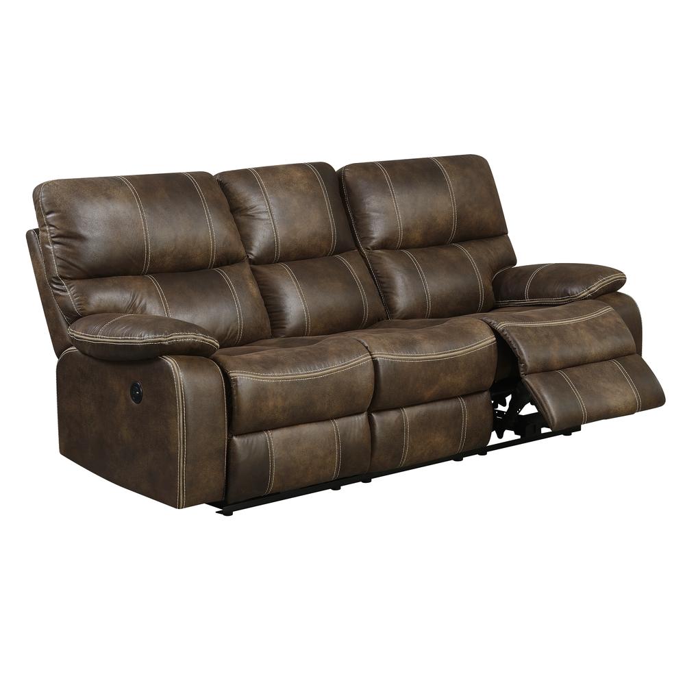 86" Power Reclining Sofa with Dual Recliners, Microsuede Upholstery. Picture 1