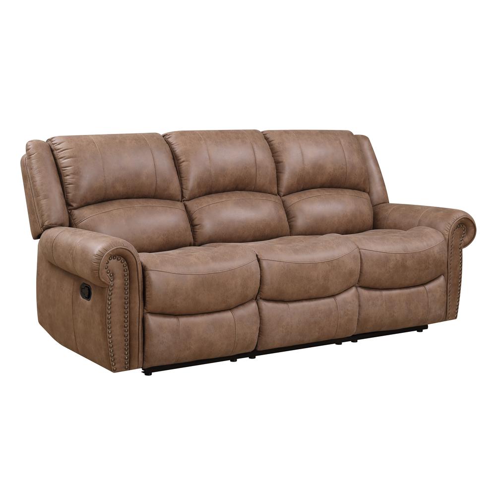 87" Reclining Sofa with Dual Recliners, Nailhead Trim, And Pillow Back. Picture 1