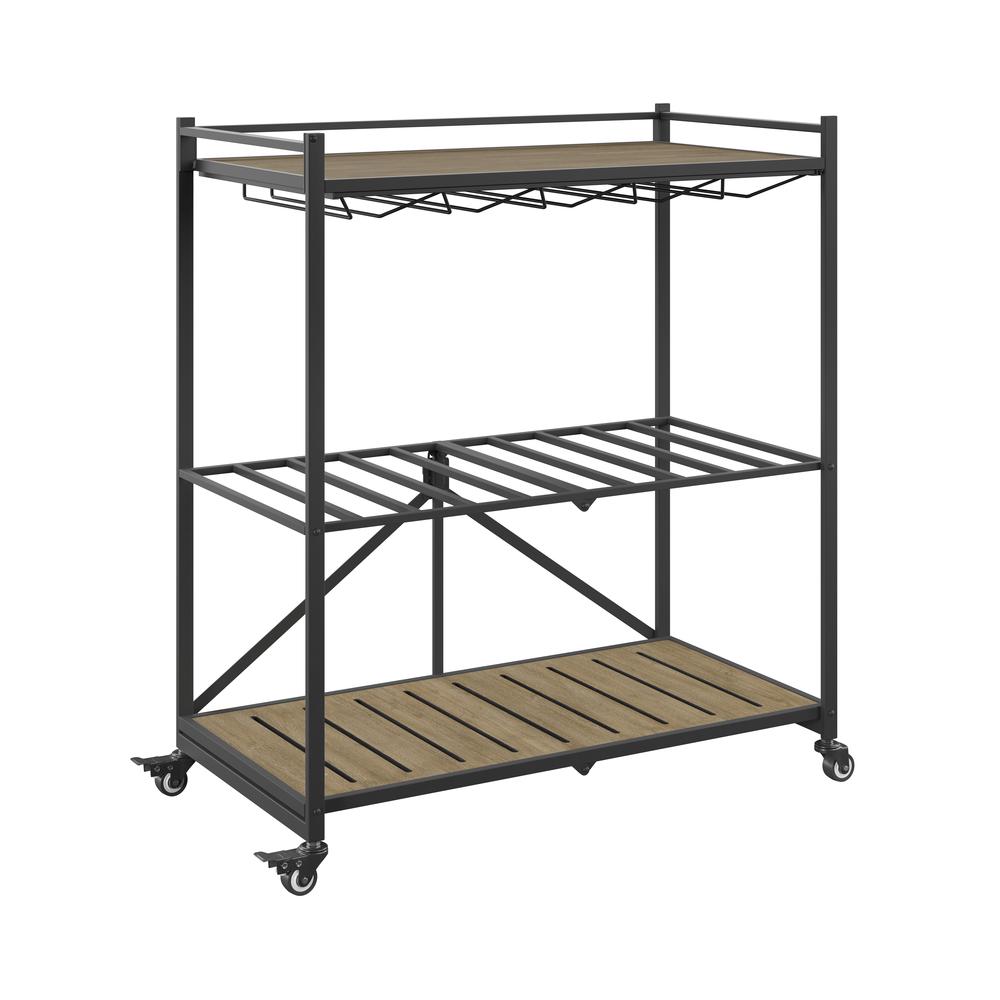 Wallace & Bay Vogn Folding Bar Cart, Taupe. Picture 1
