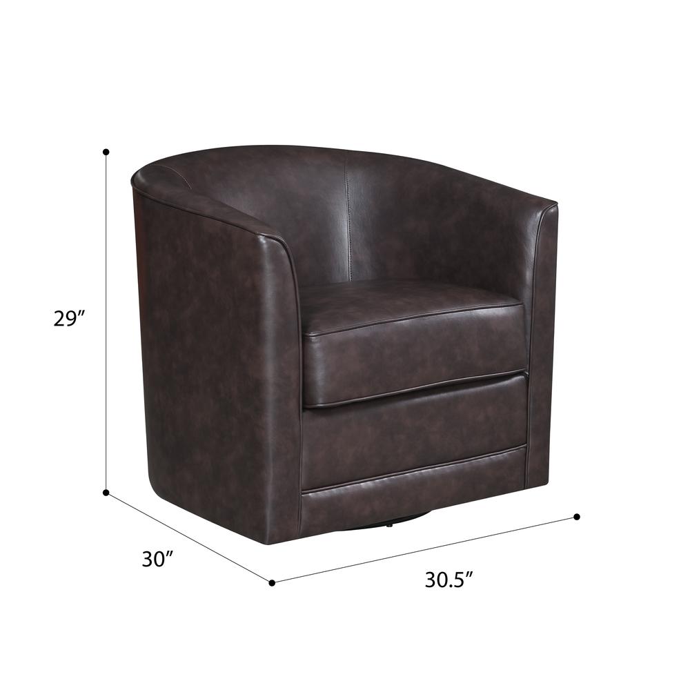 Wallace & Bay Little Swivel Accent Chair, Chocolate Brown. Picture 4