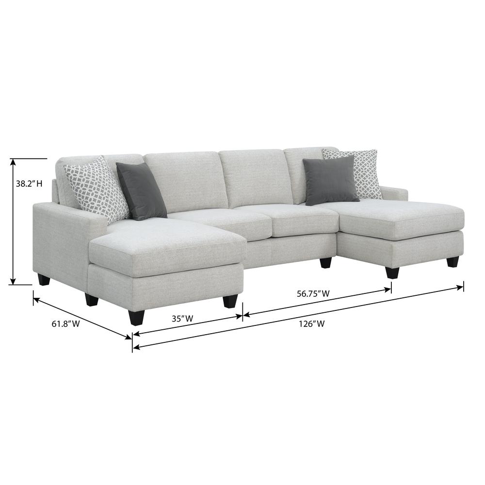 Chaise Sectional, with Pillows, Two Chaises, Clean Lines, Tapered Block Feet. Picture 2