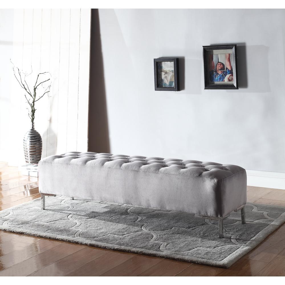 Wallace & Bay Gradina Upholstered Bench, Silver Gray. Picture 1