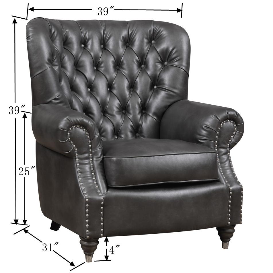 Accent Chair with Faux Leather Upholstery, Nailhead Trim, And Rolled Arms. Picture 2