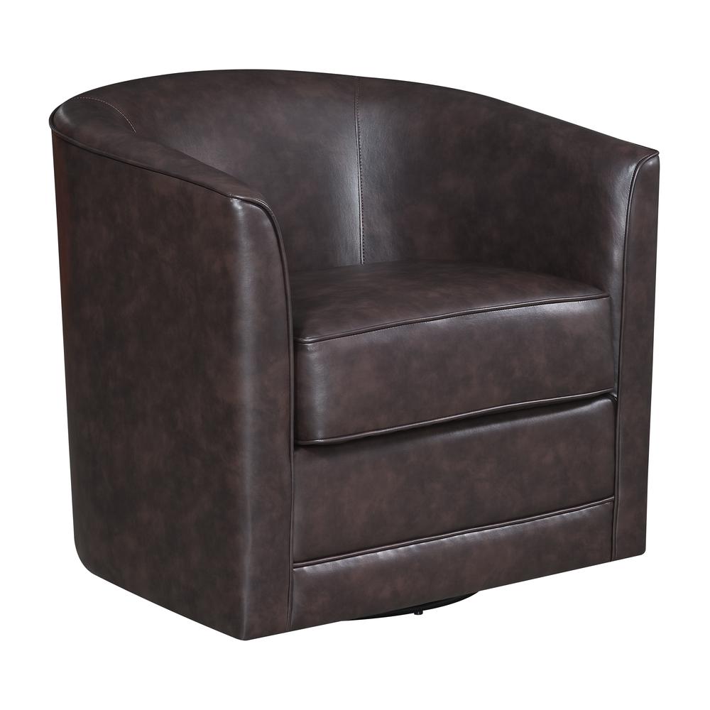 Wallace & Bay Little Swivel Accent Chair, Chocolate Brown. Picture 2