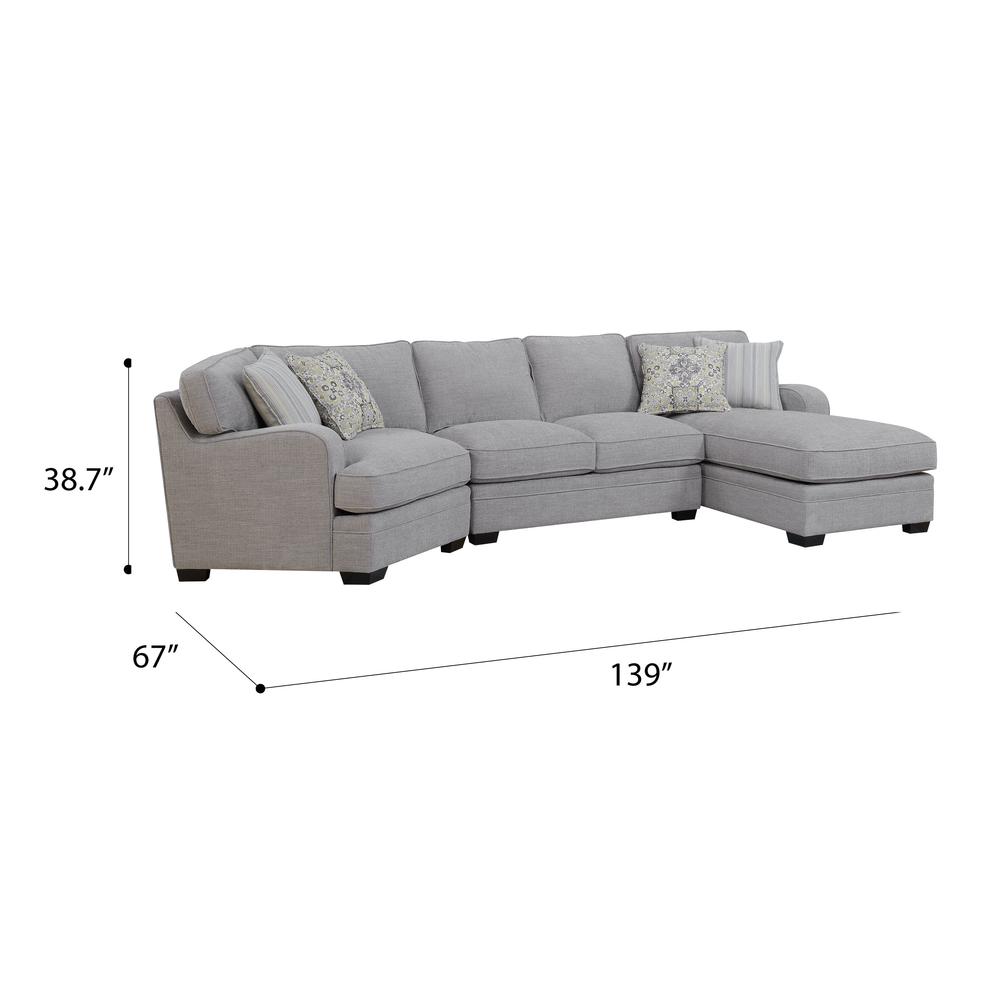 Rsf Chaise Sectional with Track Arms, Welt Seaming, And Block Feet. Picture 2