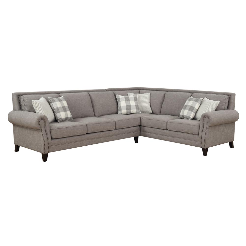 Sectional with Rolled Arms, Turned Feet, And Nailhead Trim. Picture 1