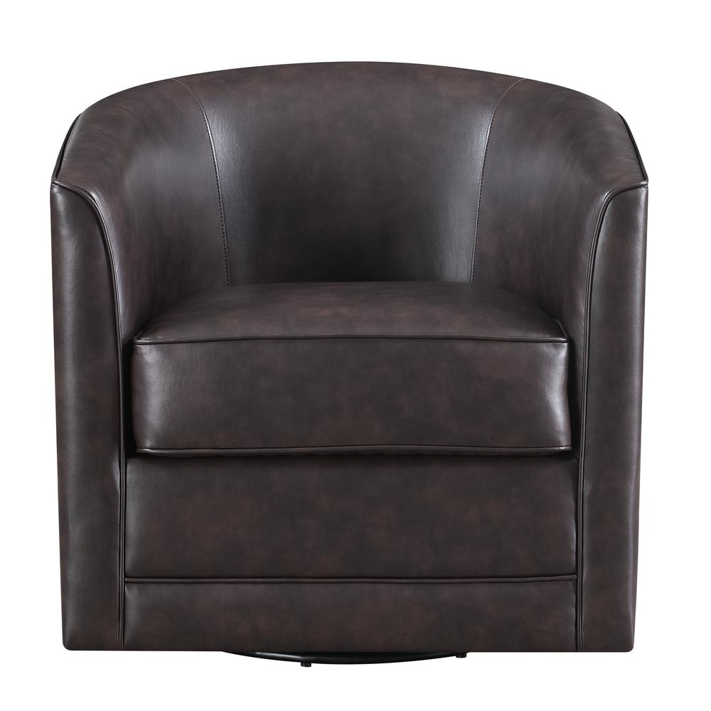 Wallace & Bay Little Swivel Accent Chair, Chocolate Brown. Picture 3