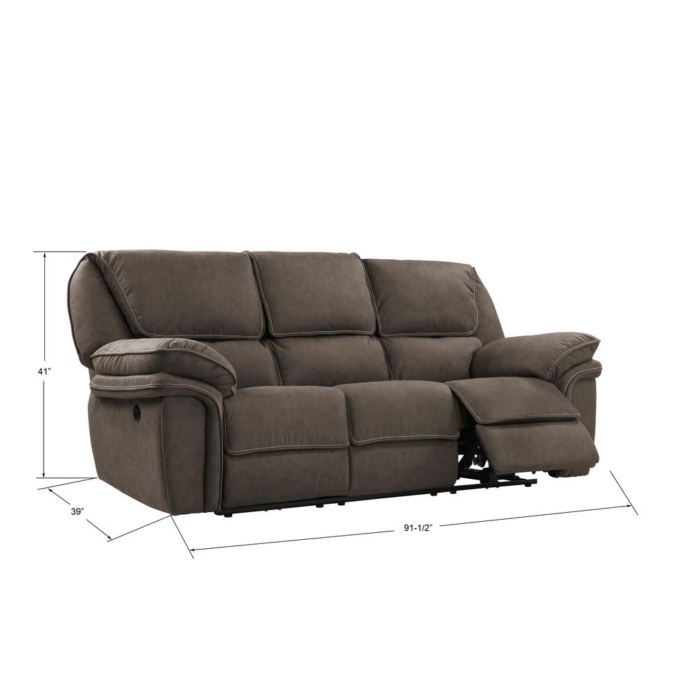 92" Power Reclining Sofa with Dual Recliners, Microsuede Upholstery. Picture 2