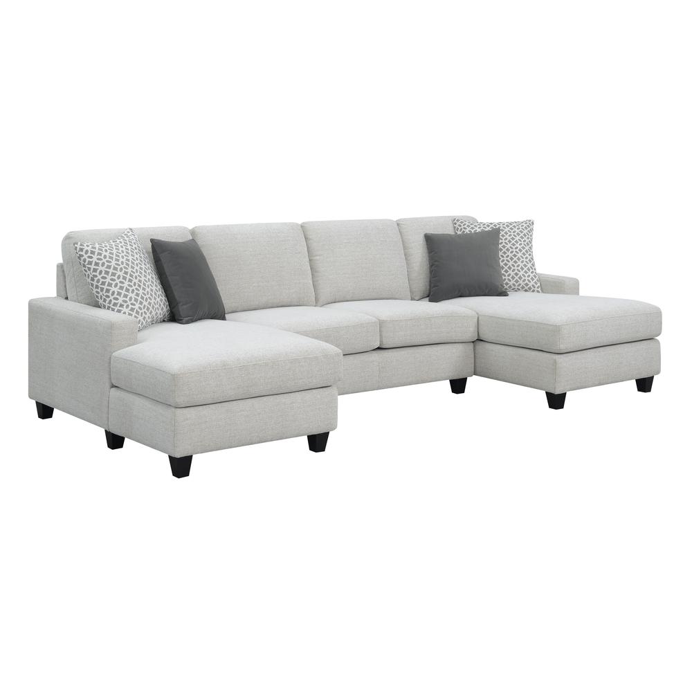 Chaise Sectional, with Pillows, Two Chaises, Clean Lines, Tapered Block Feet. Picture 1