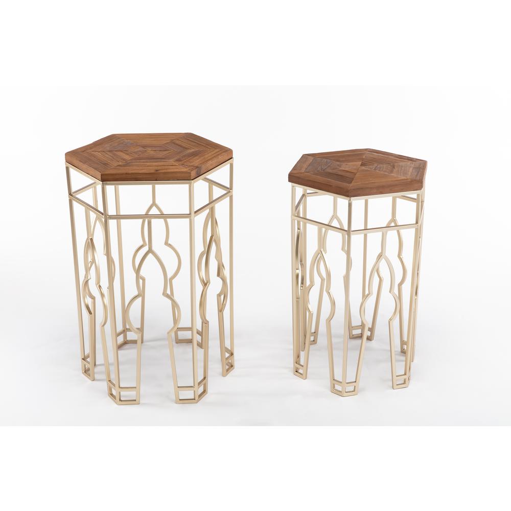 Genevieve Nesting Tables, Gold & Natural. Picture 28