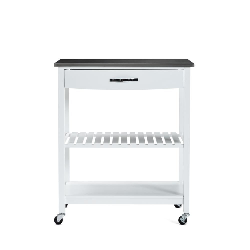 Holland Kitchen Cart With Stainless Steel Top - White. Picture 24