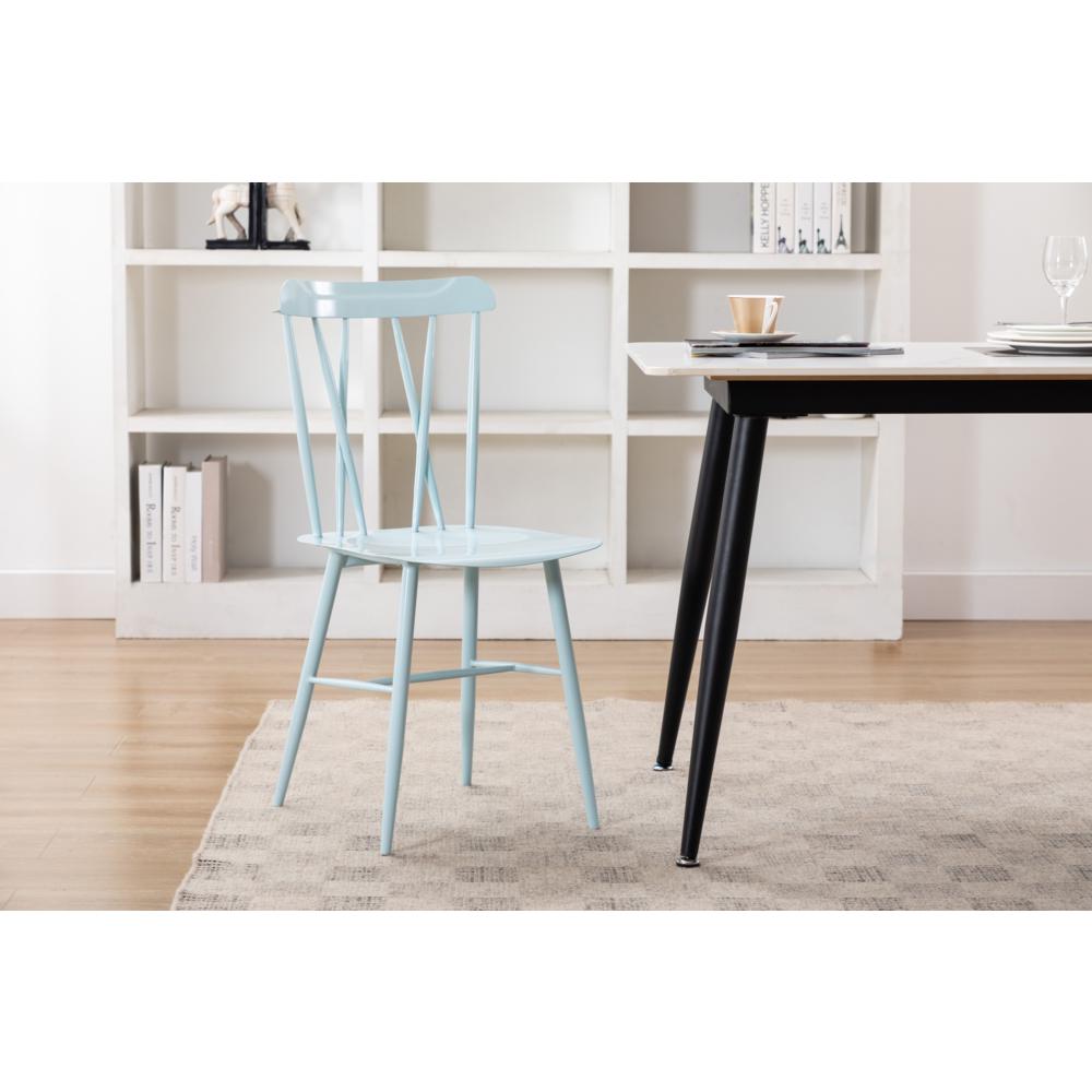 Savannah Light Blue Metal Dining Chair - Set of 2. Picture 10