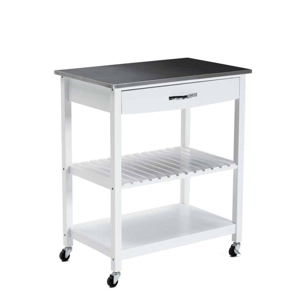 Holland Kitchen Cart With Stainless Steel Top - White. Picture 26