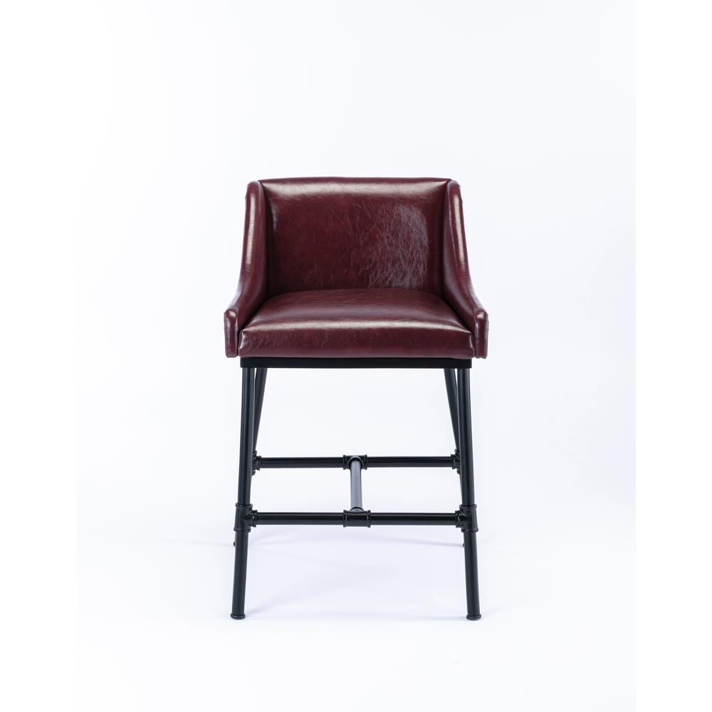 Parlor Faux Leather Adjustable Bar Stool - Burgundy. Picture 10