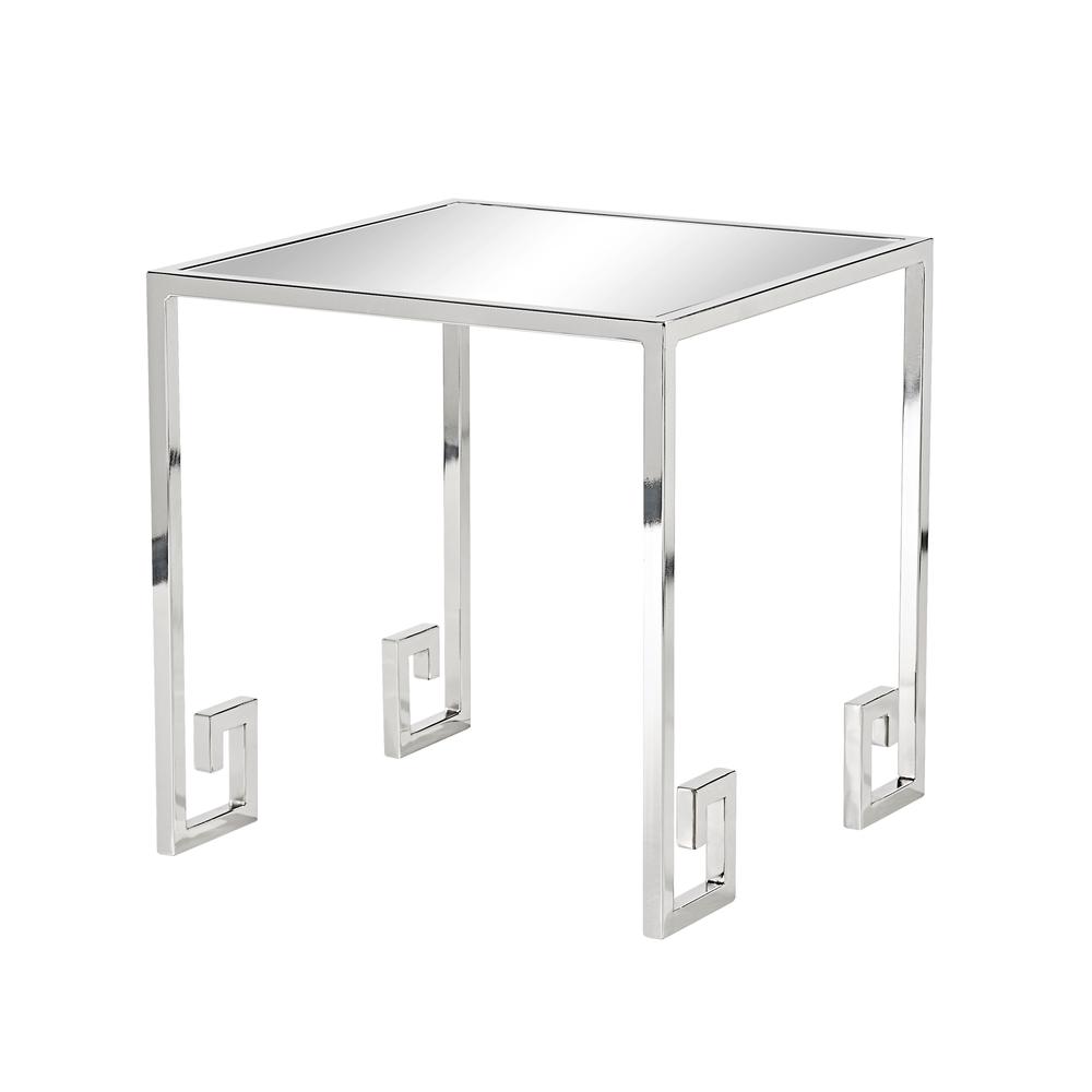 Shiloh Side Table - Polish Nickel & Mirror. Picture 1