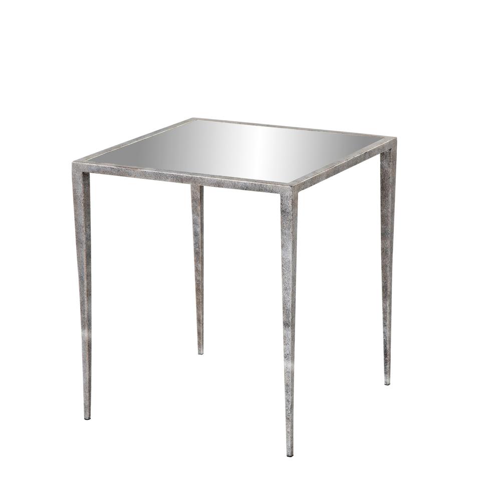 Regina Side Table - Antique Silver & Mirror. Picture 1