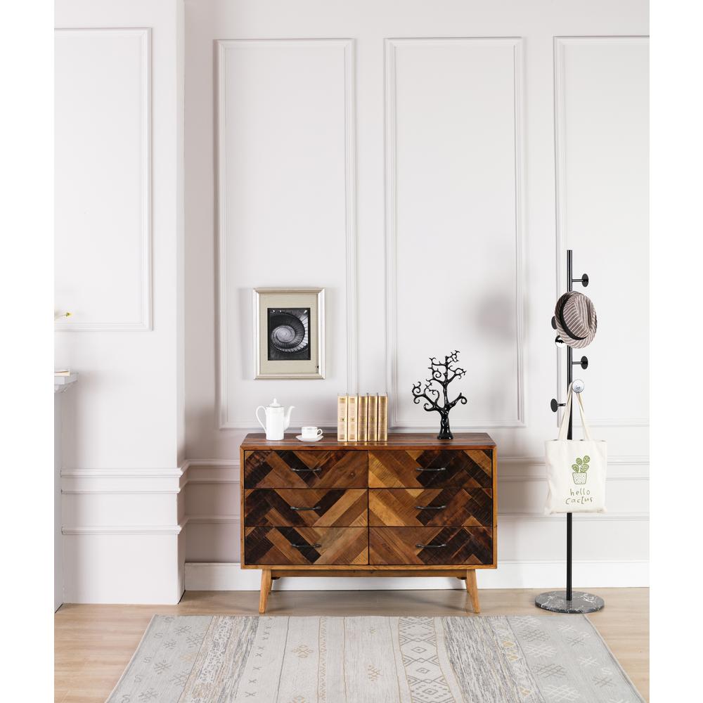 Benton Oak Wood 6 Drawer Dresser - Natural Oak Finish. Picture 1