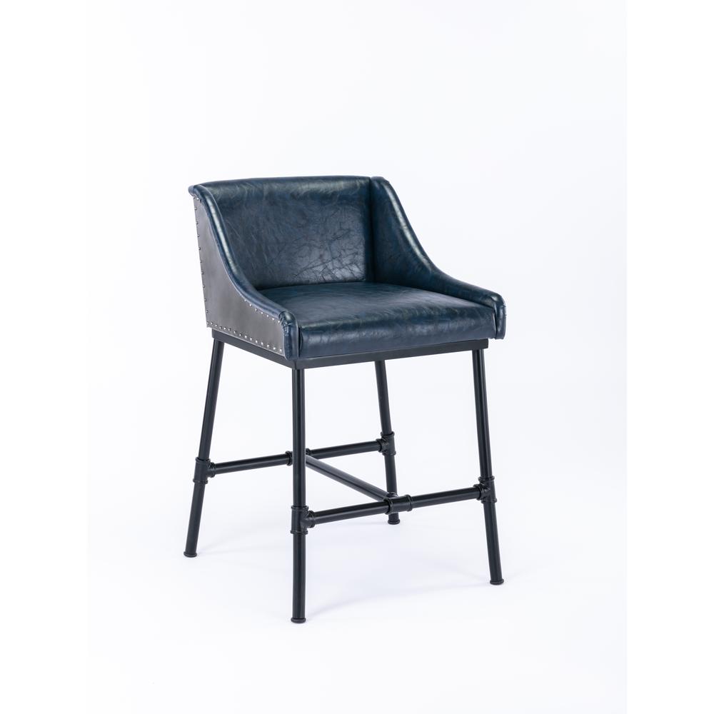 Parlor Faux Leather Adjustable Bar Stool - Midnight Blue. Picture 8