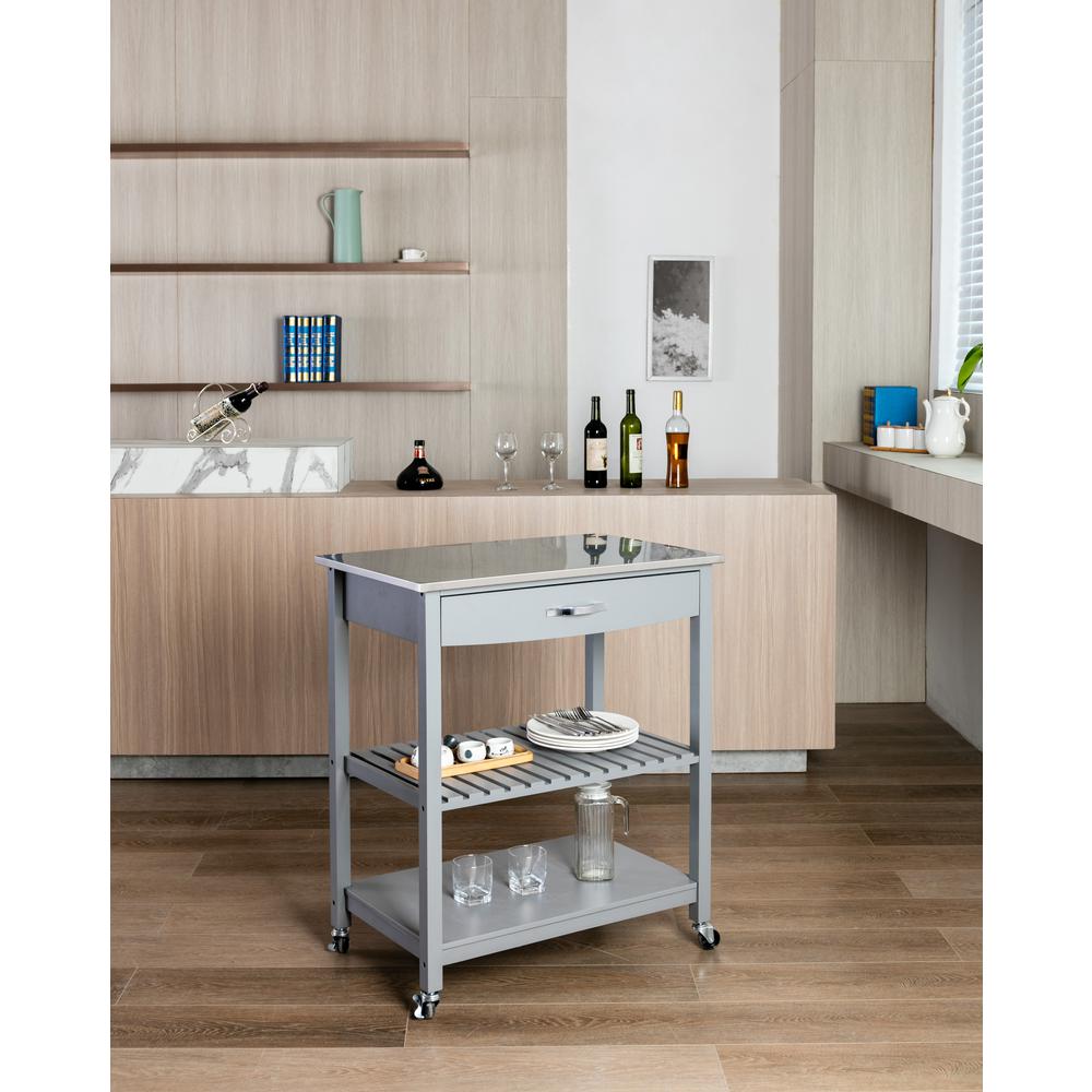 Holland Kitchen Cart With Stainless Steel Top - Gray. Picture 34
